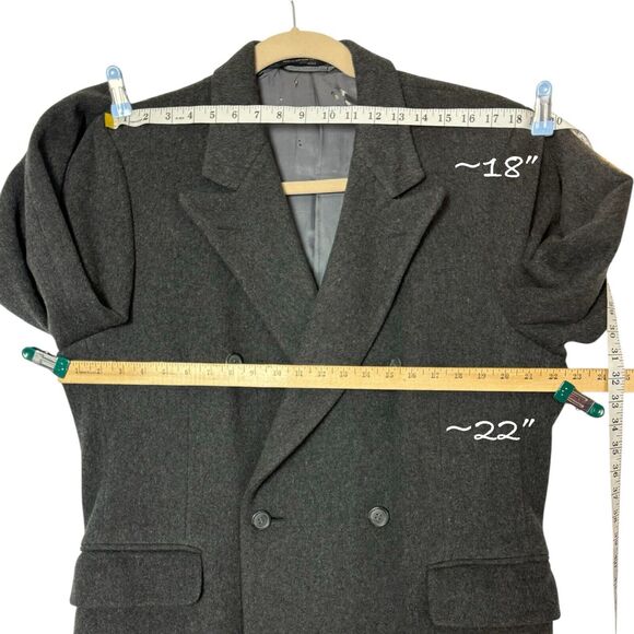 Vintage Italian Wool Double-Breasted Overcoat Gray 42L Long READ Grunge Academia - Picture 12 of 16